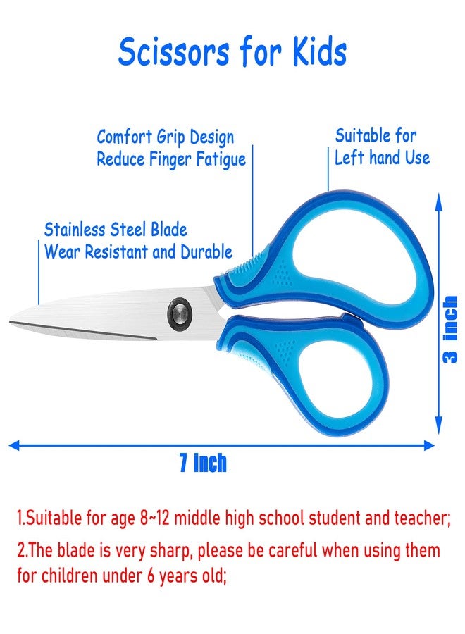 SLEMOON 7" Real Left handed Student Scissors, Premium Stainless Steel Blades Shears for Age 8~12,Ergonomic Semi-Soft ABS Rubber Grip, Suitable for School, Office and Family Daily Use,Blue - Image 5